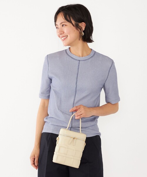 SHIPS Colors(シップス カラーズ)の「SHIPS Colors:〈洗濯機可能〉シアー テレコ ステッチ トップス(Tシャツ/カットソー・レディース・ライトブルー/オフホワイト/イエロー・ONE SIZE)」の14枚目の写真
