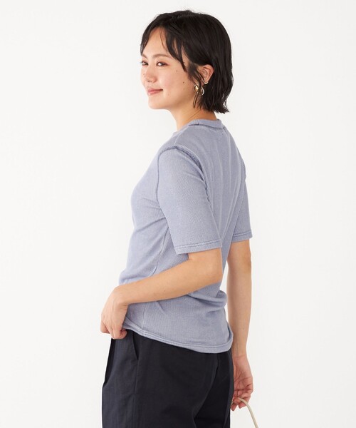 SHIPS Colors(シップス カラーズ)の「SHIPS Colors:〈洗濯機可能〉シアー テレコ ステッチ トップス(Tシャツ/カットソー・レディース・ライトブルー/オフホワイト/イエロー・ONE SIZE)」の13枚目の写真