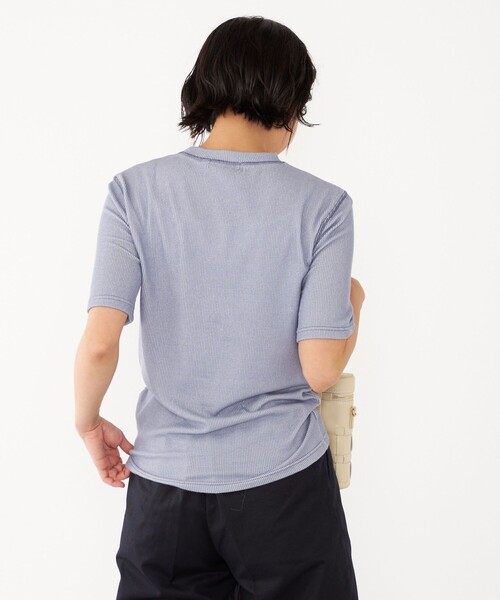 SHIPS Colors(シップス カラーズ)の「SHIPS Colors:〈洗濯機可能〉シアー テレコ ステッチ トップス(Tシャツ/カットソー・レディース・ライトブルー/オフホワイト/イエロー・ONE SIZE)」の12枚目の写真