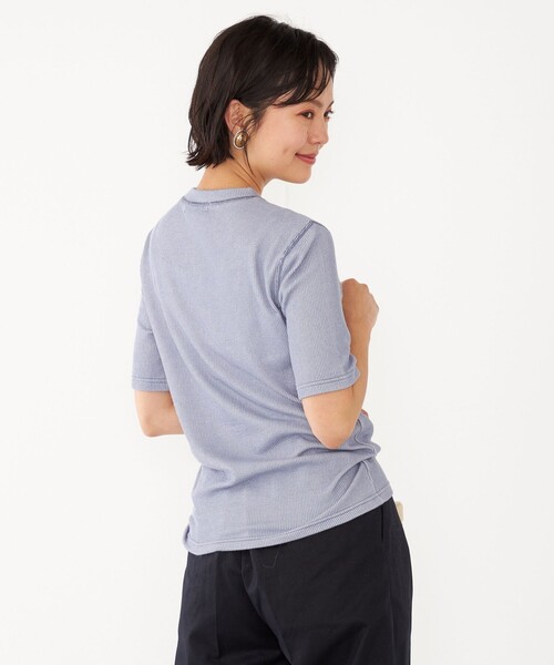 SHIPS Colors(シップス カラーズ)の「SHIPS Colors:〈洗濯機可能〉シアー テレコ ステッチ トップス(Tシャツ/カットソー・レディース・ライトブルー/オフホワイト/イエロー・ONE SIZE)」の11枚目の写真