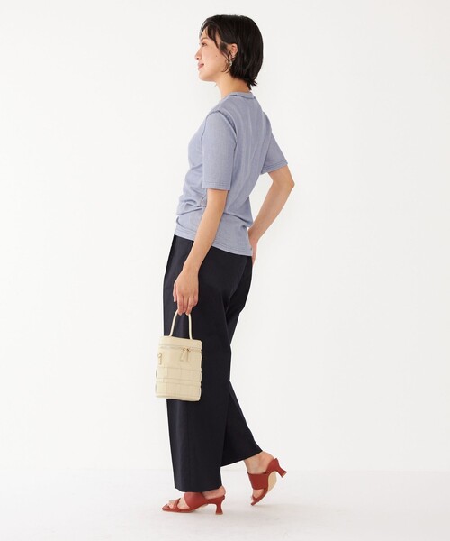 SHIPS Colors(シップス カラーズ)の「SHIPS Colors:〈洗濯機可能〉シアー テレコ ステッチ トップス(Tシャツ/カットソー・レディース・ライトブルー/オフホワイト/イエロー・ONE SIZE)」の6枚目の写真