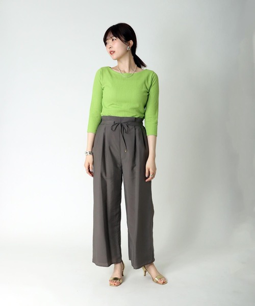 Jines（ジネス）の「テンセルナイロンタックワイドパンツ（その他パンツ・レディース・ネイビー/モカ/チャコールグレー/ベージュ/ブルー・36/38）」の7枚目の写真