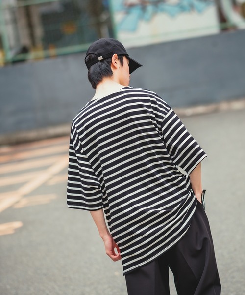 improves（インプローブス）の「【UAU】Mind Laught フラワープリント ボーダー 五分袖 Tシャツ（Tシャツ/カットソー・メンズ・ホワイト×ネイビー/ブラック×ホワイト・MEDIUM/LARGE）」の7枚目の写真