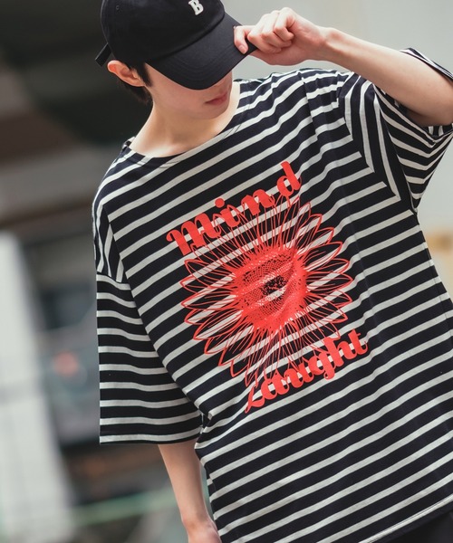 improves（インプローブス）の「【UAU】Mind Laught フラワープリント ボーダー 五分袖 Tシャツ（Tシャツ/カットソー・メンズ・ホワイト×ネイビー/ブラック×ホワイト・MEDIUM/LARGE）」の8枚目の写真