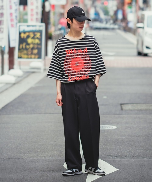 improves（インプローブス）の「【UAU】Mind Laught フラワープリント ボーダー 五分袖 Tシャツ（Tシャツ/カットソー・メンズ・ホワイト×ネイビー/ブラック×ホワイト・MEDIUM/LARGE）」の9枚目の写真