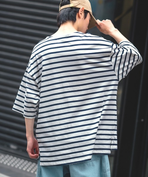 improves（インプローブス）の「【UAU】Mind Laught フラワープリント ボーダー 五分袖 Tシャツ（Tシャツ/カットソー・メンズ・ホワイト×ネイビー/ブラック×ホワイト・MEDIUM/LARGE）」の4枚目の写真