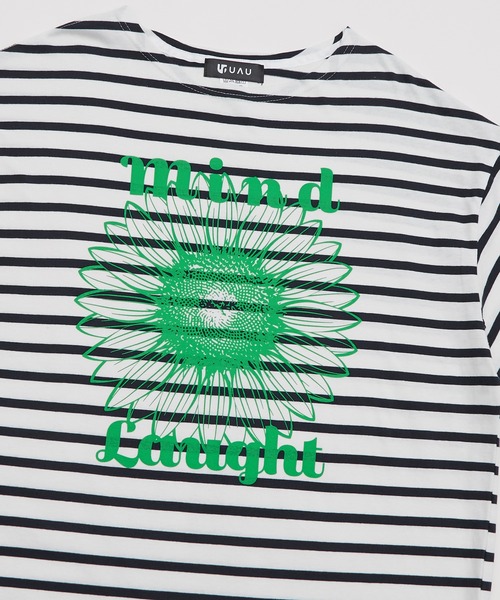 improves（インプローブス）の「【UAU】Mind Laught フラワープリント ボーダー 五分袖 Tシャツ（Tシャツ/カットソー・メンズ・ホワイト×ネイビー/ブラック×ホワイト・MEDIUM/LARGE）」の10枚目の写真