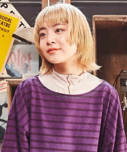 CUBE SUGAR（キューブシュガー）の「無地リブメロウハイネックインナー（Tシャツ/カットソー・レディース・グリーン/ヘザーチャコール/ピンク/ナチュラル・M）」の3枚目の写真