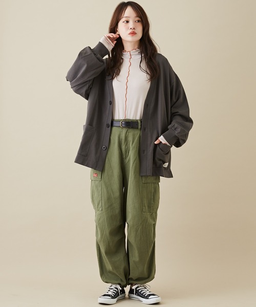 CUBE SUGAR（キューブシュガー）の「無地リブメロウハイネックインナー（Tシャツ/カットソー・レディース・グリーン/ヘザーチャコール/ピンク/ナチュラル・M）」の10枚目の写真