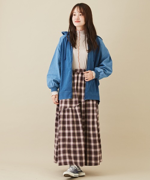 CUBE SUGAR（キューブシュガー）の「無地リブメロウハイネックインナー（Tシャツ/カットソー・レディース・グリーン/ヘザーチャコール/ピンク/ナチュラル・M）」の9枚目の写真