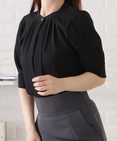 Lace Ladies(レースレディース)の「2WAYネック半袖タックブラウス(シャツ/ブラウス・レディース・グレー/ブラック/ネイビー/ミント/ホワイト・S/FREE)」の18枚目の写真