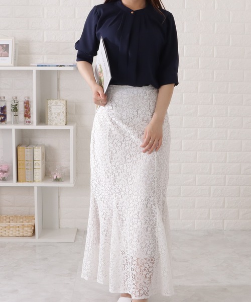 Lace Ladies(レースレディース)の「2WAYネック半袖タックブラウス(シャツ/ブラウス・レディース・グレー/ブラック/ネイビー/ミント/ホワイト・S/FREE)」の14枚目の写真