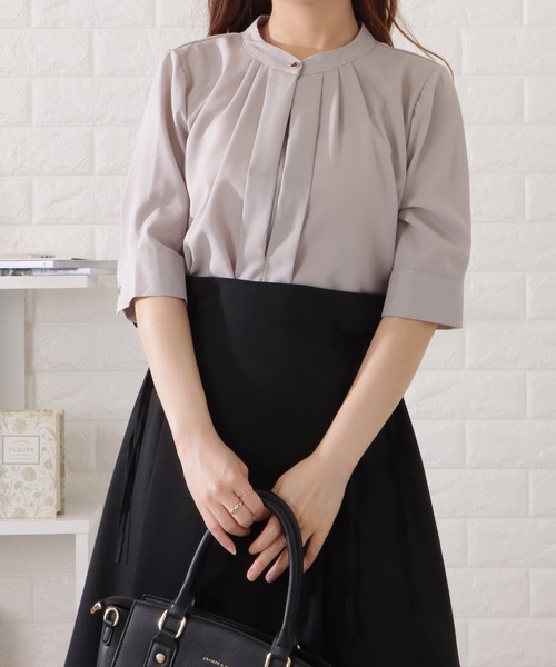 Lace Ladies(レースレディース)の「2WAYネック半袖タックブラウス(シャツ/ブラウス・レディース・グレー/ブラック/ネイビー/ミント/ホワイト・S/FREE)」の20枚目の写真