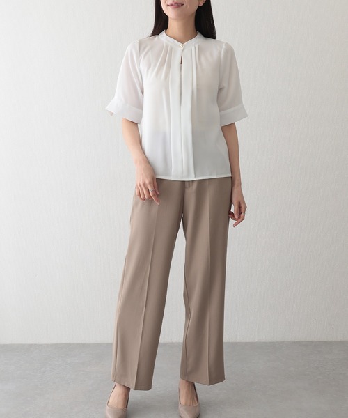 Lace Ladies(レースレディース)の「2WAYネック半袖タックブラウス(シャツ/ブラウス・レディース・グレー/ブラック/ネイビー/ミント/ホワイト・S/FREE)」の7枚目の写真