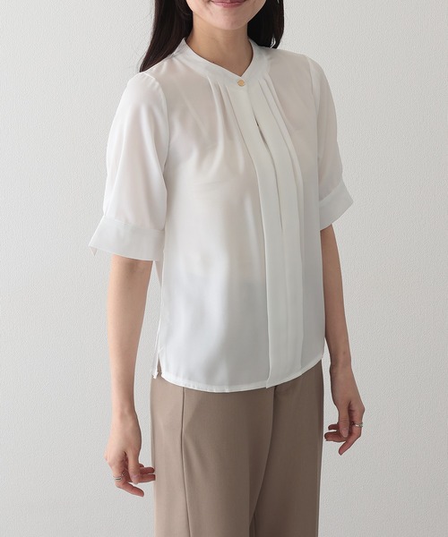 Lace Ladies(レースレディース)の「2WAYネック半袖タックブラウス(シャツ/ブラウス・レディース・グレー/ブラック/ネイビー/ミント/ホワイト・S/FREE)」の8枚目の写真