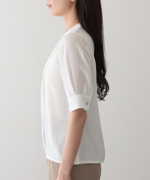 Lace Ladies(レースレディース)の「2WAYネック半袖タックブラウス(シャツ/ブラウス・レディース・グレー/ブラック/ネイビー/ミント/ホワイト・S/FREE)」の10枚目の写真