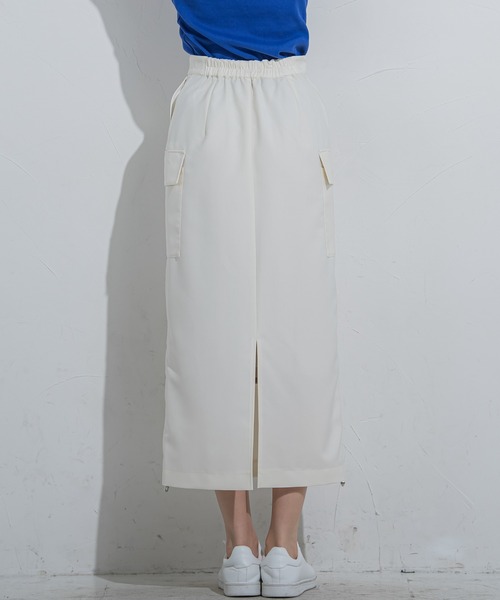 VICKY（ビッキー）の「【今季注目！】シャーリングカーゴストレッチスカート《洗濯機で洗える》（スカート・レディース・ホワイト/カーキ/ブラック・M）」の16枚目の写真