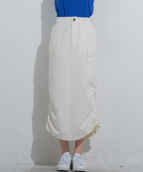 VICKY（ビッキー）の「【今季注目！】シャーリングカーゴストレッチスカート《洗濯機で洗える》（スカート・レディース・ホワイト/カーキ/ブラック・M）」の15枚目の写真