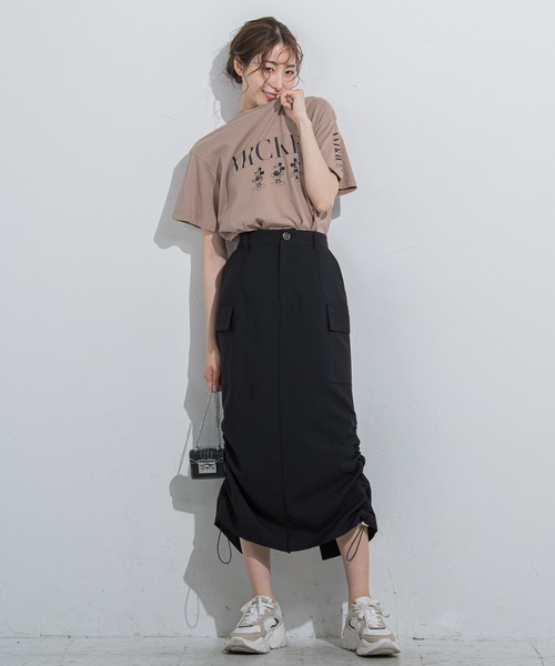 VICKY（ビッキー）の「【今季注目！】シャーリングカーゴストレッチスカート《洗濯機で洗える》（スカート・レディース・ホワイト/カーキ/ブラック・M）」の6枚目の写真