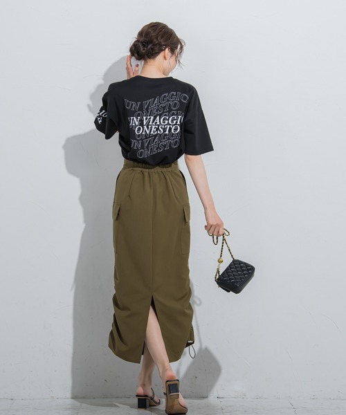 VICKY（ビッキー）の「【今季注目！】シャーリングカーゴストレッチスカート《洗濯機で洗える》（スカート・レディース・ホワイト/カーキ/ブラック・M）」の11枚目の写真