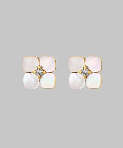 ビジュー×シェルフラワーピアス（ピアス（両耳用））｜ANEMONE