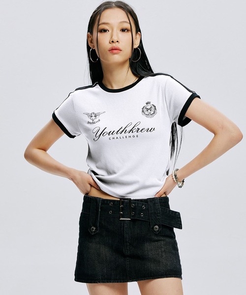 YOUTHKREW（ユースクルー）の「YOUTHKREW／ラインエンブレムT  2970888（Tシャツ/カットソー・レディース・ホワイト/ピンク/グリーン・FREE）」の20枚目の写真