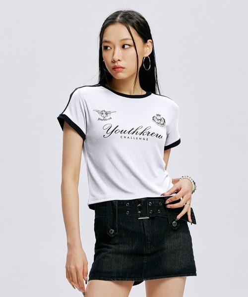 YOUTHKREW（ユースクルー）の「YOUTHKREW／ラインエンブレムT  2970888（Tシャツ/カットソー・レディース・ホワイト/ピンク/グリーン・FREE）」の12枚目の写真