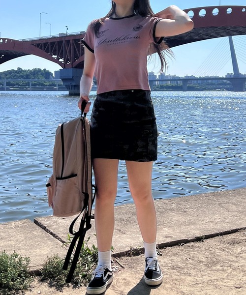 YOUTHKREW（ユースクルー）の「YOUTHKREW／ラインエンブレムT  2970888（Tシャツ/カットソー・レディース・ホワイト/ピンク/グリーン・FREE）」の10枚目の写真