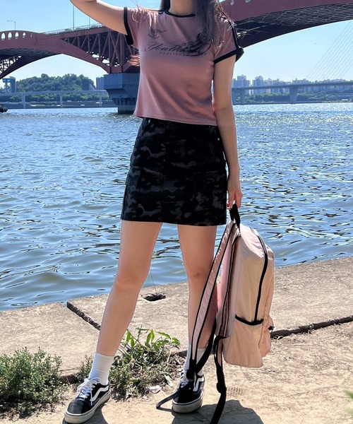 YOUTHKREW（ユースクルー）の「YOUTHKREW／ラインエンブレムT  2970888（Tシャツ/カットソー・レディース・ホワイト/ピンク/グリーン・FREE）」の21枚目の写真