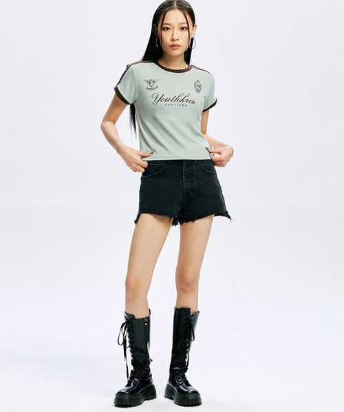 YOUTHKREW（ユースクルー）の「YOUTHKREW／ラインエンブレムT  2970888（Tシャツ/カットソー・レディース・ホワイト/ピンク/グリーン・FREE）」の14枚目の写真