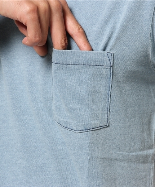 AZUL by moussy（アズールバイマウジー）の「インディゴ天竺Vネック半袖ポケT（Tシャツ/カットソー・メンズ・サックスブルー/ネイビー・X-SMALL/MEDIUM/SMALL/LARGE/X-LARGE/XX-LARGE）」の10枚目の写真