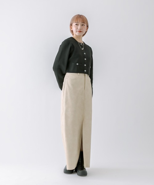 mline（エムライン）の「[mline]フェイクレザースリットスカート（スカート・レディース・ブラック/ベージュ・1/2）」の18枚目の写真
