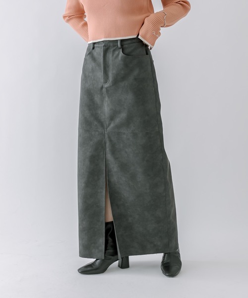 mline（エムライン）の「[mline]フェイクレザースリットスカート（スカート・レディース・ブラック/ベージュ・1/2）」の20枚目の写真