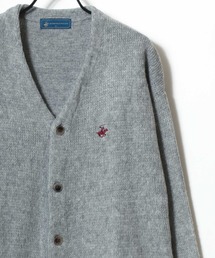 BEVERLY HILLS POLO CLUB/ビバリーヒルズポロクラブ オーバーサイズ モヘアライク ロゴ ワンポイント刺繍 無地 チェック ニットカーディガン