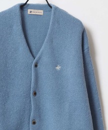 BEVERLY HILLS POLO CLUB/ビバリーヒルズポロクラブ オーバーサイズ モヘアライク ロゴ ワンポイント刺繍 無地 チェック ニットカーディガン