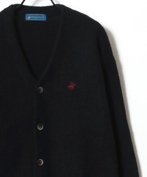 BEVERLY HILLS POLO CLUB/ビバリーヒルズポロクラブ オーバーサイズ モヘアライク ロゴ ワンポイント刺繍 無地 チェック ニットカーディガン