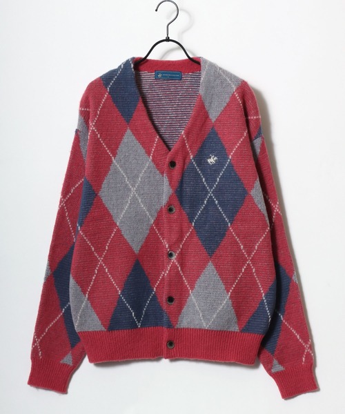 バーバリー　カーディガン　カシミヤ100％　ロゴ刺繍　大きいサイズ　LL　赤 バンダナ刺繍ニットカーディガン 49AV JUNKO SHIMADA｜クロス