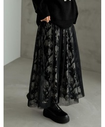 [2023A/W COLLECTION][低身長サイズ有]チュールレイヤードプリントスカート