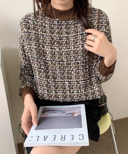 ABITOKYO(アビトーキョー)の「リブドッキングハイネックツイードブラウス(シャツ/ブラウス・レディース・ベージュ系その他/ブラック系その他/ブルー系その他・FREE)」の17枚目の写真