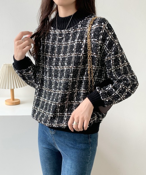 ABITOKYO(アビトーキョー)の「リブドッキングハイネックツイードブラウス(シャツ/ブラウス・レディース・ベージュ系その他/ブラック系その他/ブルー系その他・FREE)」の5枚目の写真