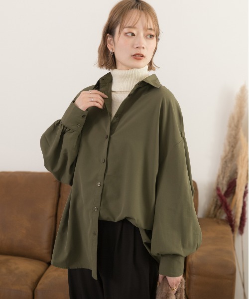 ad thie(アドティエ)の「オーバーサイズ ピーチスキンシャツ(シャツ/ブラウス・レディース・ナチュラル/ピンク/ブルー/ブラック/ダークブラウン/カーキ・MEDIUM/LARGE)」の17枚目の写真