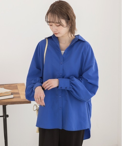 ad thie(アドティエ)の「オーバーサイズ ピーチスキンシャツ(シャツ/ブラウス・レディース・ナチュラル/ピンク/ブルー/ブラック/ダークブラウン/カーキ・MEDIUM/LARGE)」の20枚目の写真