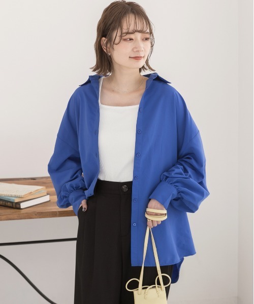 ad thie(アドティエ)の「オーバーサイズ ピーチスキンシャツ(シャツ/ブラウス・レディース・ナチュラル/ピンク/ブルー/ブラック/ダークブラウン/カーキ・MEDIUM/LARGE)」の21枚目の写真