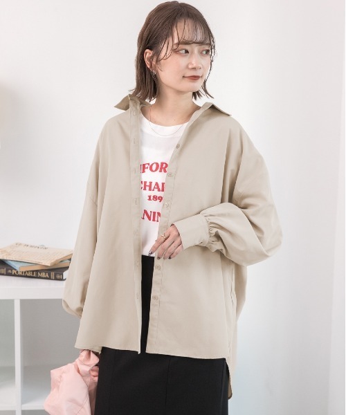 ad thie(アドティエ)の「オーバーサイズ ピーチスキンシャツ(シャツ/ブラウス・レディース・ナチュラル/ピンク/ブルー/ブラック/ダークブラウン/カーキ・MEDIUM/LARGE)」の15枚目の写真
