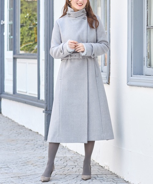 tocco closet（トッコ　クローゼット）の「ベルト＆ファー付きマルチスタンドカラー３ＷＡＹヨークコート（ステンカラーコート・レディース・ピンク系その他/ベージュ/グレー/モカ・M）」の7枚目の写真