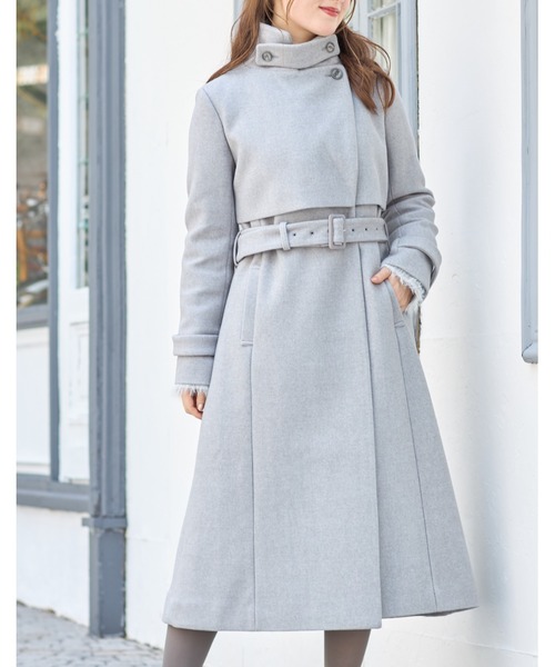 tocco closet（トッコ　クローゼット）の「ベルト＆ファー付きマルチスタンドカラー３ＷＡＹヨークコート（ステンカラーコート・レディース・ピンク系その他/ベージュ/グレー/モカ・M）」の8枚目の写真