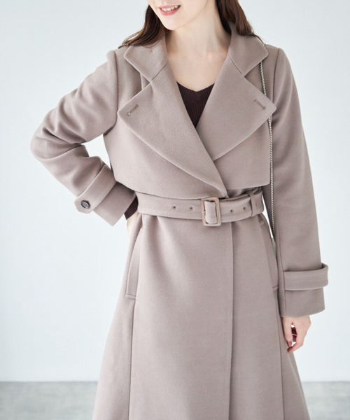 tocco closet（トッコ　クローゼット）の「ベルト＆ファー付きマルチスタンドカラー３ＷＡＹヨークコート（ステンカラーコート・レディース・ピンク系その他/ベージュ/グレー/モカ・M）」の18枚目の写真