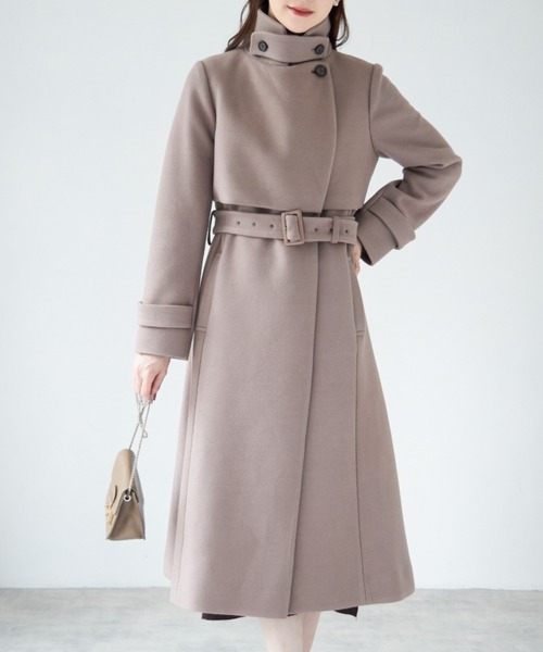 tocco closet（トッコ　クローゼット）の「ベルト＆ファー付きマルチスタンドカラー３ＷＡＹヨークコート（ステンカラーコート・レディース・ピンク系その他/ベージュ/グレー/モカ・M）」の19枚目の写真