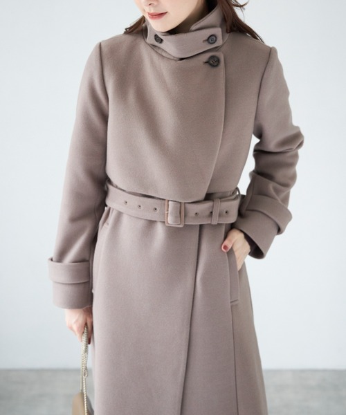 tocco closet（トッコ　クローゼット）の「ベルト＆ファー付きマルチスタンドカラー３ＷＡＹヨークコート（ステンカラーコート・レディース・ピンク系その他/ベージュ/グレー/モカ・M）」の20枚目の写真