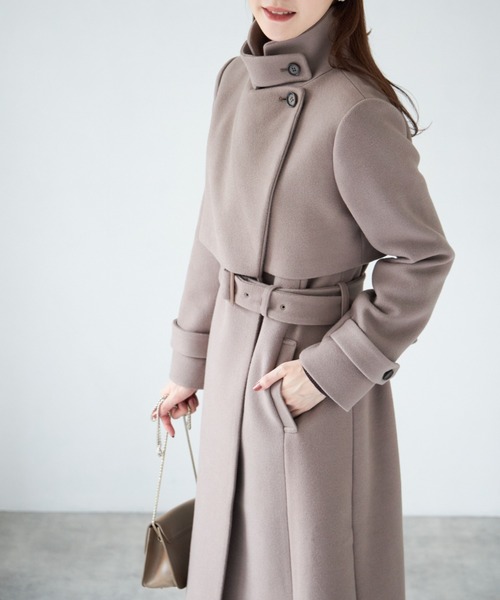 tocco closet（トッコ　クローゼット）の「ベルト＆ファー付きマルチスタンドカラー３ＷＡＹヨークコート（ステンカラーコート・レディース・ピンク系その他/ベージュ/グレー/モカ・M）」の21枚目の写真